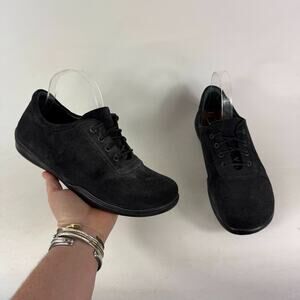 Footprints By Birkenstock Casual Sneaker Womens 10.5 Black Suede Lace-Up Comfort